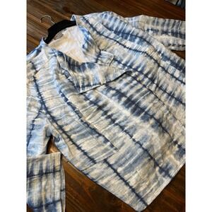 Chico's Women's Blue Tie Dye Gauze Drape Jacket Open Front Size 2 NWT Size 12